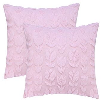 Throw Pillow Covers Set of 2, Soft Flower Pattern Plush Jacquard Pillow Cases Decoration for Bedroom