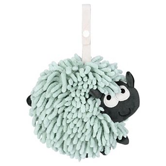 Chenille Hand Towels with Hanging Loop, 1 Pack Absorbent Bathroom Hand Towel in Sheep Shape 7"x7"
