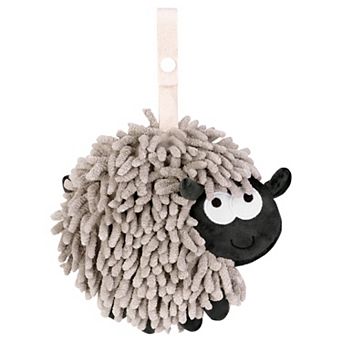 Chenille Hand Towels with Hanging Loop, 1 Pack Absorbent Bathroom Hand Towel in Sheep Shape 7"x7"