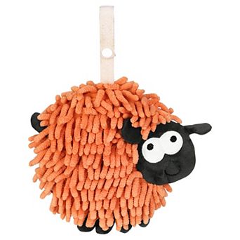 Chenille Hand Towels with Hanging Loop, 1 Pack Absorbent Bathroom Hand Towel in Sheep Shape 7"x7"