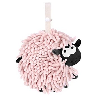Chenille Hand Towels with Hanging Loop, 1 Pack Absorbent Bathroom Hand Towel in Sheep Shape 7"x7"