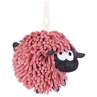 Chenille Hand Towels with Hanging Loop, 1 Pack Absorbent Bathroom Hand Towel in Sheep Shape 7"x7"