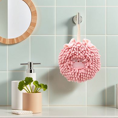 Chenille Fuzzy Ball Hand Towels Set of 1, Cute Decorative Hanging Hand Towel Absorbent Towels 7"x7"