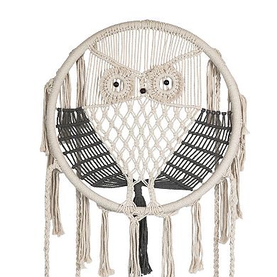 Lazy Daze Hammock Chair, Owl Hanging Macrame Swing, Handmade Knitted Mesh Rope Swing Chair