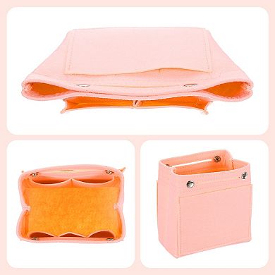 Purse Organizer Insert, Portable Felt Organizer Bags with Snap Multiple Compartments 7"x4"x6.3"