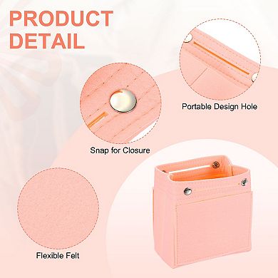 Purse Organizer Insert, Portable Felt Organizer Bags with Snap Multiple Compartments 7"x4"x6.3"