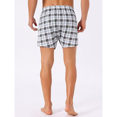 4 Pieces Men's Casual Soft Elastic Waistband Plaid Pattern Boxer Shorts Set