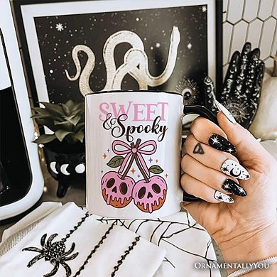 Sweet and Spooky Poison Cherries Halloween Mug, Coquette Skulls Gift