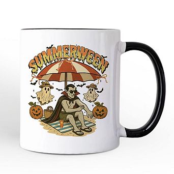 Summerween Vampire Dracula Mug, Retro Halloween Beach Gift