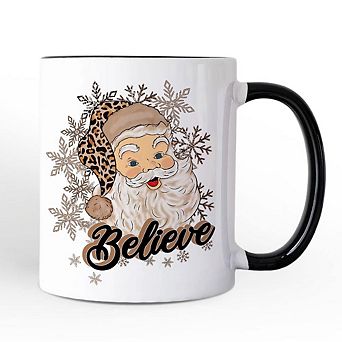 Believe Santa Cheetah Leopard Mug, Retro Christmas Gift