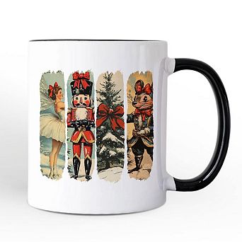 Ballet and Nutcracker Christmas Mug, Coquette Bow and Mouse Vintage Holiday Gift