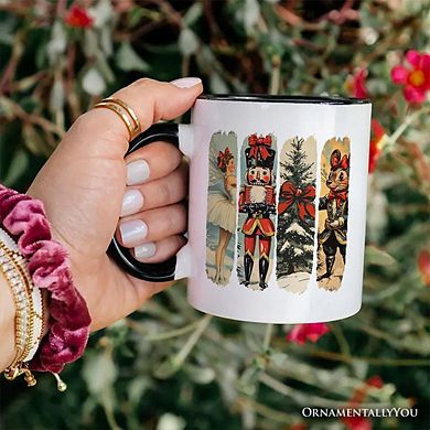 Ballet and Nutcracker Christmas Mug, Coquette Bow and Mouse Vintage Holiday Gift