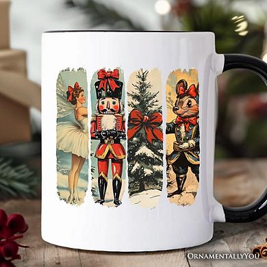 Ballet and Nutcracker Christmas Mug, Coquette Bow and Mouse Vintage Holiday Gift