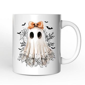 Coquette Ghost Mug, Cute Halloween Gift