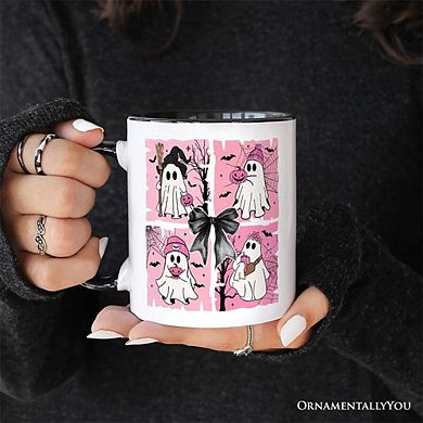 Pink Halloween Ghost Mug, Coquette Spooky Season Gift