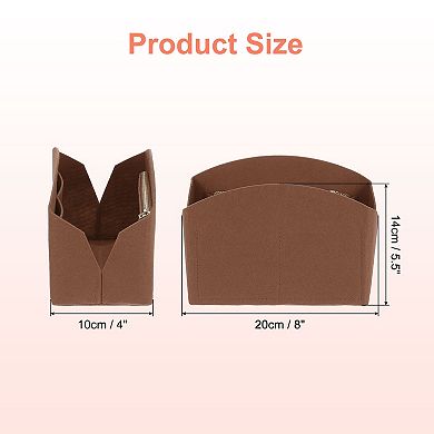 Purse Organizer Insert, Portable Felt Organizer Bags w Metal Zipper Multiple Compartments 8"x4"x5.5"