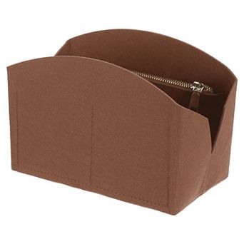 Purse Organizer Insert, Portable Felt Organizer Bags w Metal Zipper Multiple Compartments 8"x4"x5.5"