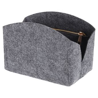 Purse Organizer Insert, Portable Felt Organizer Bags w Metal Zipper Multiple Compartments 8"x4"x5.5"