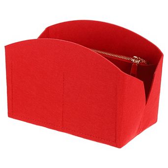 Purse Organizer Insert, Portable Felt Organizer Bags w Metal Zipper Multiple Compartments 8"x4"x5.5"