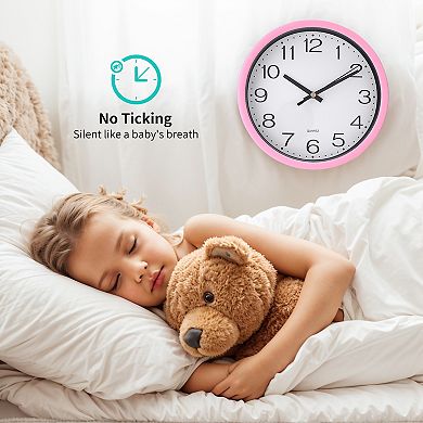 Wall Clock, Silent Non Ticking Battery Operated Modern Clocks for Home, Office, School, 8x8x1.6 Inch