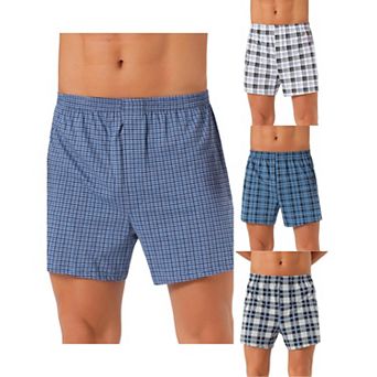 4 pc Men's Casual Soft Elastic Waistband Plaid Pattern Boxer Shorts Set
