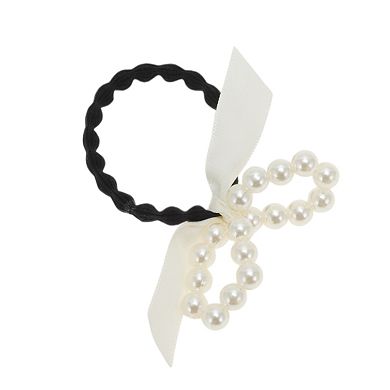 Elegant Bow Pearl Scrunchies Hair Elastic Band 1 Pc