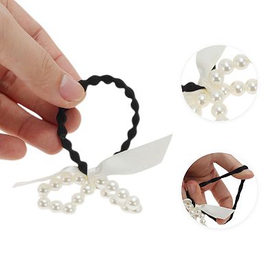 Elegant Bow Pearl Scrunchies Hair Elastic Band 1 Pc
