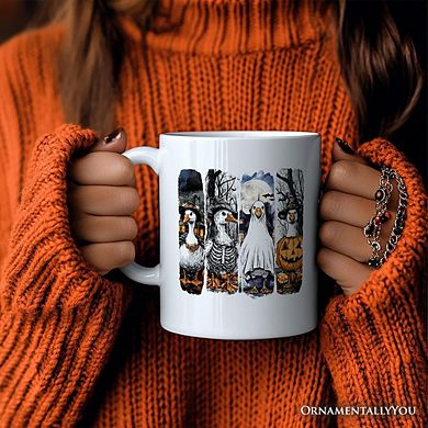 Halloween Goose in Costume Mug, Spooky Fall Geese Gift