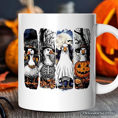 Halloween Goose in Costume Mug, Spooky Fall Geese Gift