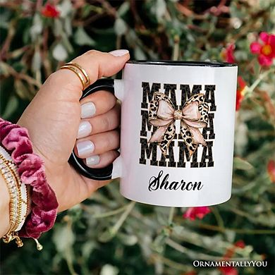 Glitter Leopard Mama Mug, Coquette Bow Glam Gift