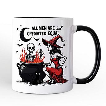 All Men Are Cremated Equal Halloween Mug, Funny Witch Cauldron Spooky Gift