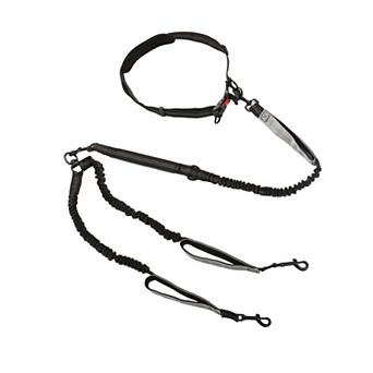 Hands Free Dog Leash, Waist Leash for Dog Walking, 6.6-7.6FT Long, Black Gray
