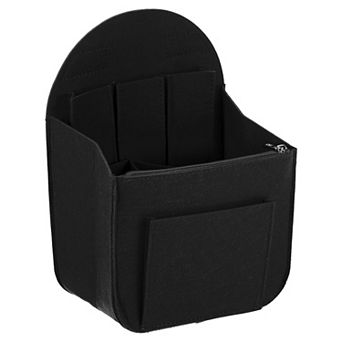 Purse Organizer Insert, Portable Felt Organizer Bag w Metal Zipper Multiple Compartments 7.7"x5"x11"