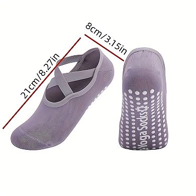 Women's Non-Slip Ballet Grip Socks with Crisscross Elastic Straps