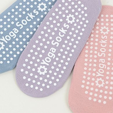 Women's Non-Slip Ballet Grip Socks with Crisscross Elastic Straps