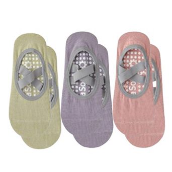 Women's Non-Slip Ballet Grip Socks with Crisscross Elastic Straps