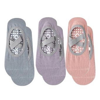 Women's Non-Slip Ballet Grip Socks with Crisscross Elastic Straps