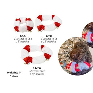 Midlee Christmas Plush Jingle Bell Collar- Festive Holiday Pet Accessories