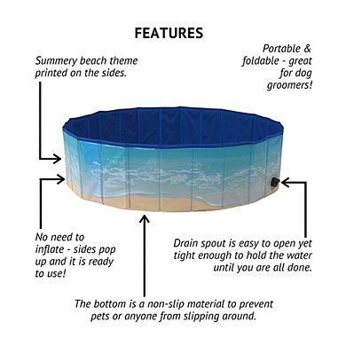 Midlee Dog Pool - Foldable & Portable Outdoor Bathing Tub
