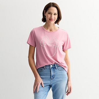 Women’s Disney's Minnie Mouse Faux Pearl Embellished Graphic Tee