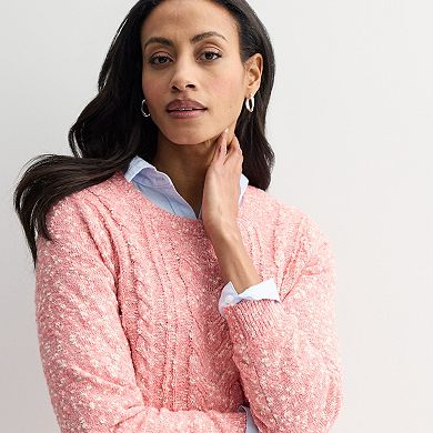 Women's Croft & Barrow® Cabled Marl Pullover Sweater