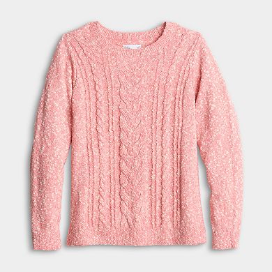 Women's Croft & Barrow® Cabled Marl Pullover Sweater