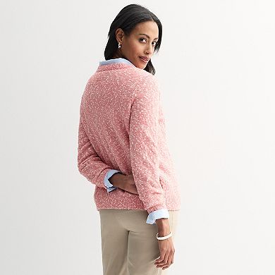 Women's Croft & Barrow® Cabled Marl Pullover Sweater