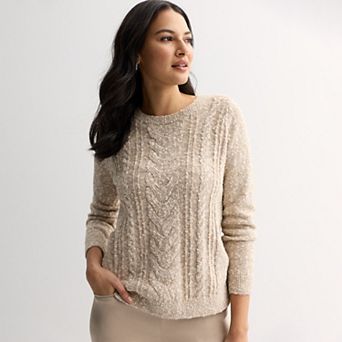Women's Croft & Barrow® Cabled Marl Pullover Sweater