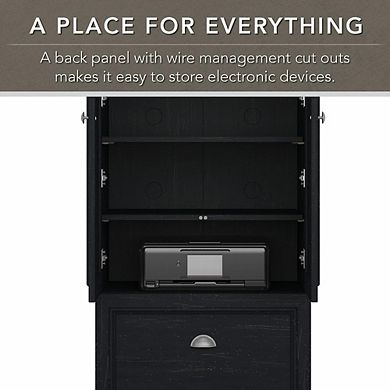 Bush Furniture, Fairview 60W L Shaped Desk and 2 Door Storage Cabinet with File Drawer