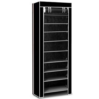 iMounTEK 10 tier DIY Shoe Cabinet, Dustproof Non-Woven Fabric Rack Holds 27 Pairs, Black