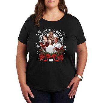 Juniors' Plus Size Star Wars Merry Force Be With You Christmas Graphic Tee