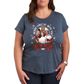 Juniors' Plus Size Star Wars Merry Force Be With You Christmas Graphic Tee