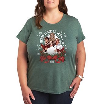 Juniors' Plus Size Star Wars Merry Force Be With You Christmas Graphic Tee