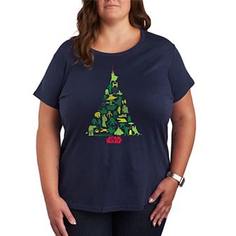 Juniors' Plus Size Star Wars Christmas Tree Silhouette Christmas Graphic Tee